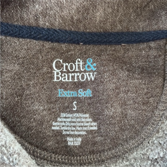 Croft & Barrow Size Small Extra Soft 1/4 Zip Brown Pullover Sweatshirt. - Picture 4 of 5